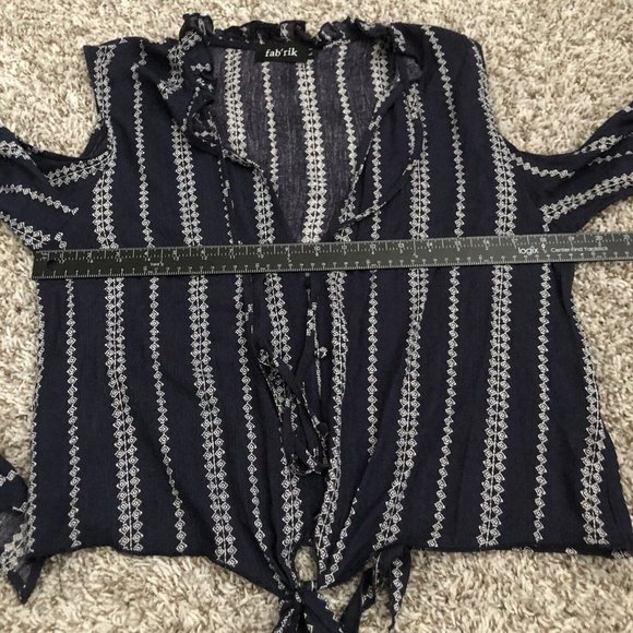 Fab’rik Tops - Fab’ Rik long sleeve cold shoulder tie waist blouse top Bell Sleeve Size Large